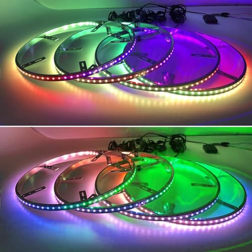 15.5 inch Dancing/Chasing Color LED Wheel Ring Lighting Kits with APP Controller, RGB Dream Color 288LEDs LED Wheel Ring Lamps for Jeep Car Truck SUV Jeep Pickup
