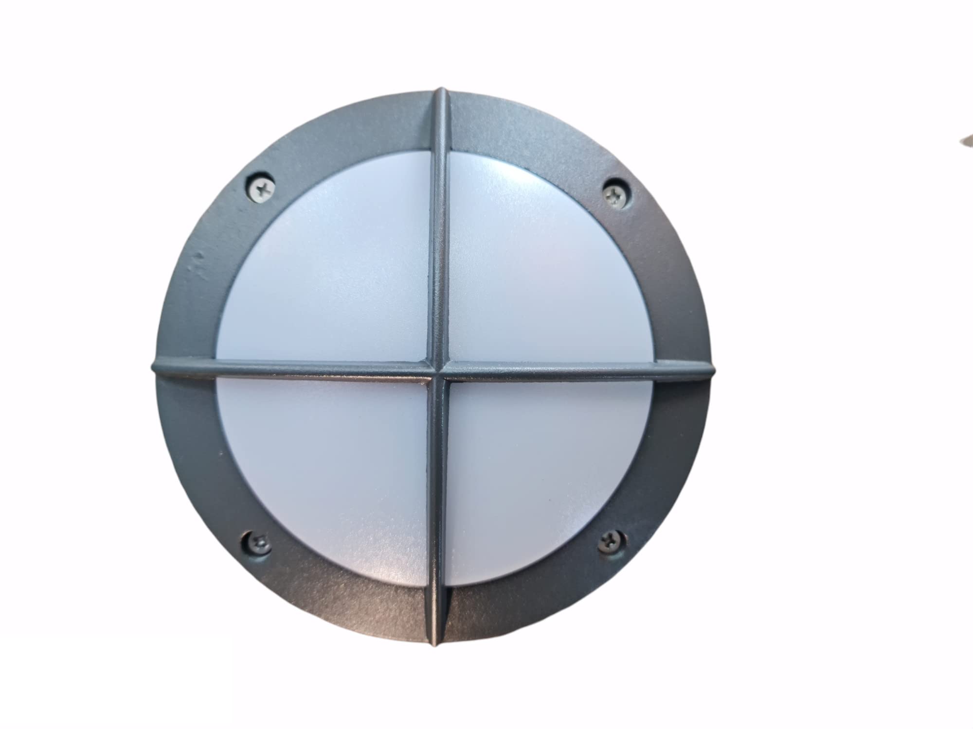 UKEW Round Mini Bulkhead Light - G9 LED IP65 Waterproof Aluminium with Frosted Cover Ceiling Flush Lighting Fixture for Outdoor Garden Porch Shed (Grille Grey Round)