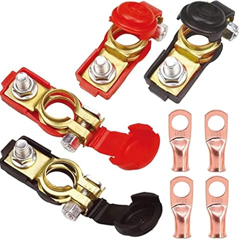 TKDMR 2Pairs Car Battery Cable Terminal Clamps-Connectors - Battery Terminal with Plastice Cover,Good Contact,Corrosion Resistance,Applicated in Car,Van.. Cover