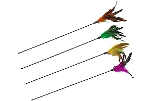 Cat Wand Toys - Interactive Cat Teaser Wand with Feather and Bell