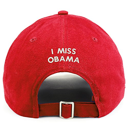 Trendy Apparel Shop I Miss Obama (Back) Embroidered 100% Cotton Dad Hat - Red