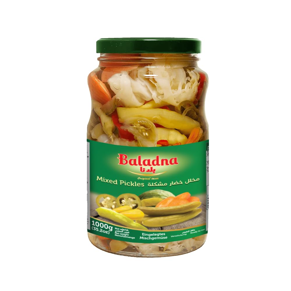 Baladna Eingelegtes Mischgemüse 1000 g x 3 (Abtropfgewicht 600 g x 3) | Knackiges eingelegtes Gemüse | Perfekt für Mezze, Salate & Beilagen | Orientalische Spezialität | Vegan | Glutenfrei | Halal