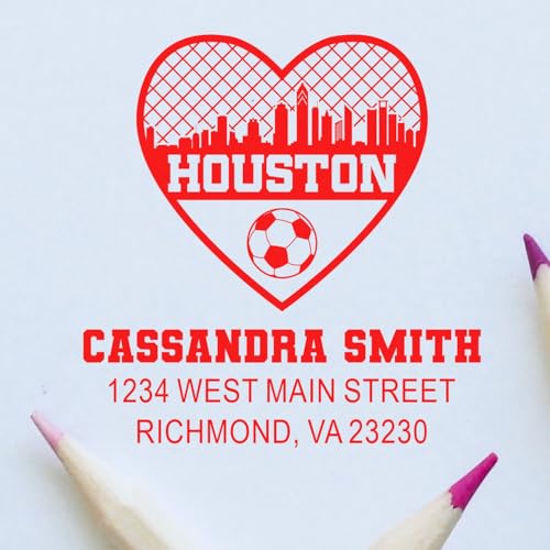Houston Soccer Love Self-Inking Address Stamp 1-5/8