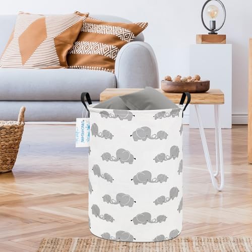 Image of Storage Bin, Canvas Fabric Collapsible Organizer Basket for Laundry Hamper,Toy Bins,Gift Baskets, Bedroom, Clothes,Baby Nursery (Full Love Elephant)