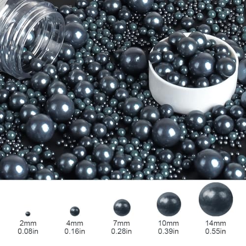 OSDUE Schwarz Streusel,130g Essbare Schwarz Zuckerperlen Perle Zucker in Mischgrößen Backkuchen Cupcake Topper Cookie-Dekorationen für Valentinstag Geburtstage Weihnachte