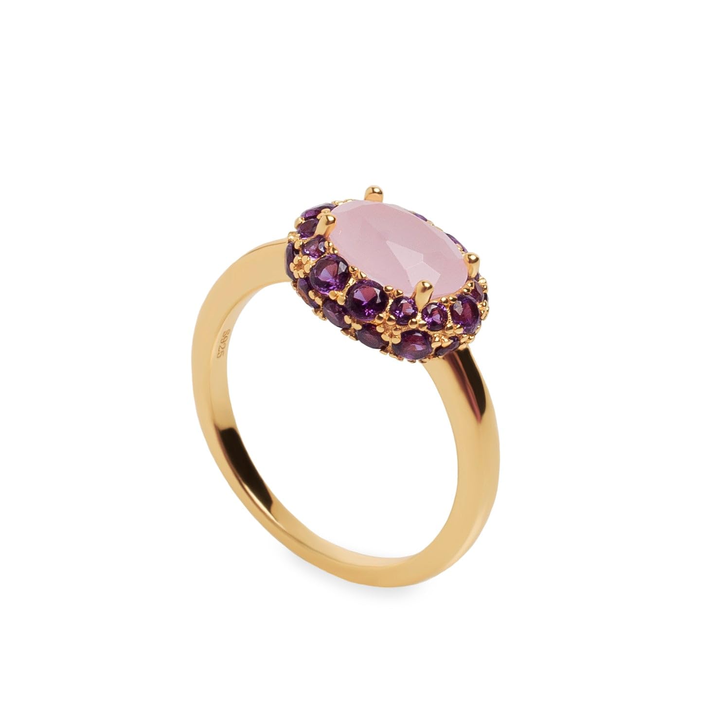 Anillos con Piedras Motivo Central en Tono Rosa Palo y Violeta