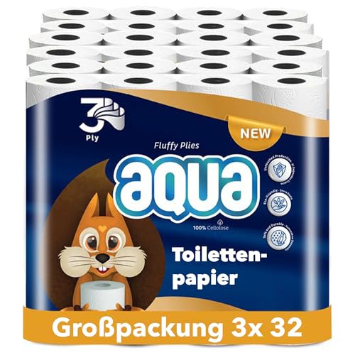 AQUA Triple Soft Toilettenpapier- 96 Rollen WC-Papier - 3-lagig