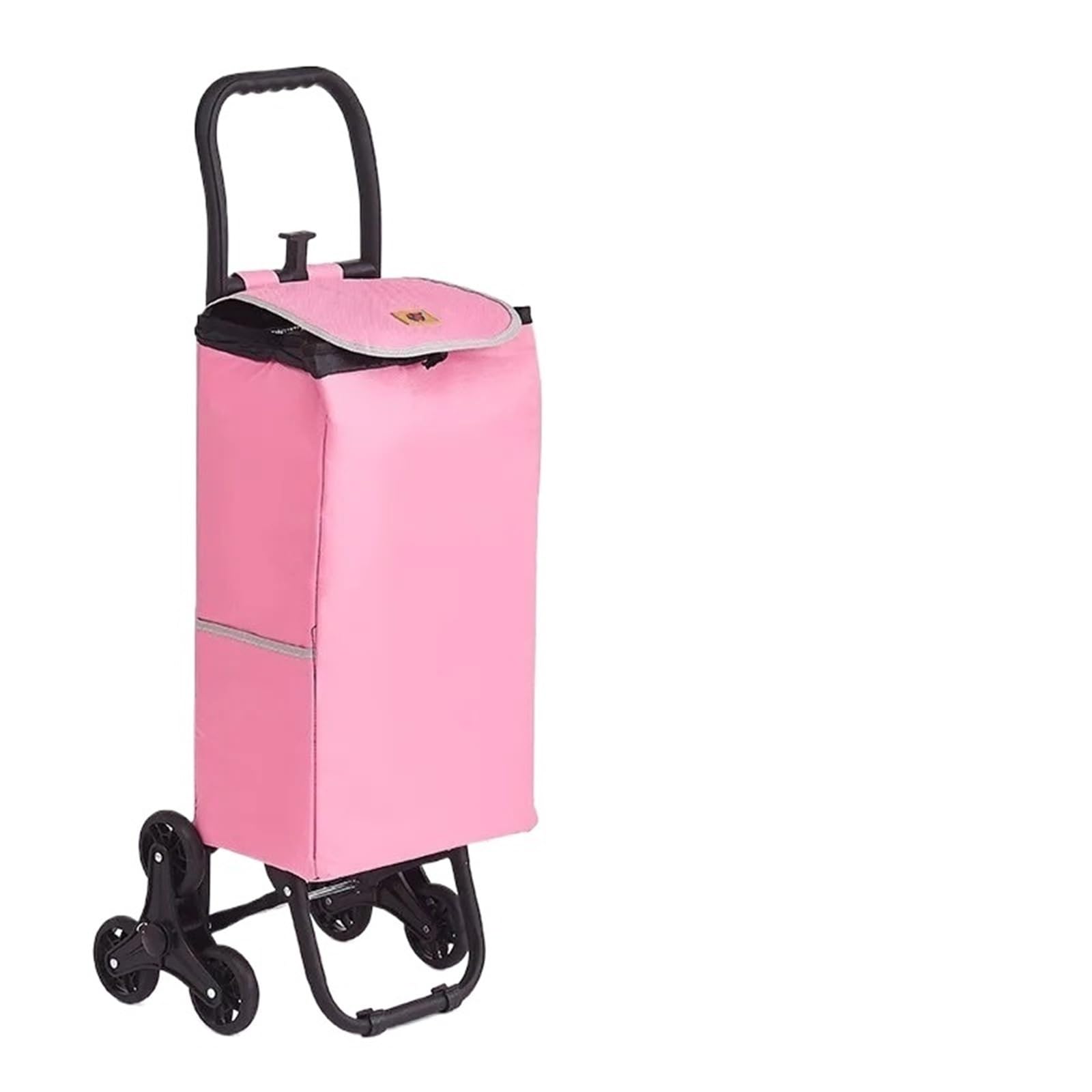 Foldable Shopping Bag with Wheels Climbing Three Wheeled Folding Handcart, Portable, Shopping Cart, Grocery(Pink)