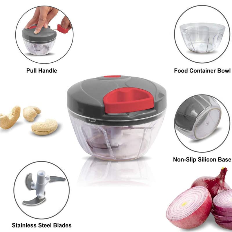 Image of SORATH 3 Blade Maual Chopper Mini Handy and Compact Chopper for Effortlessly Chopping Vegetables and Fruits for Your Kitchen