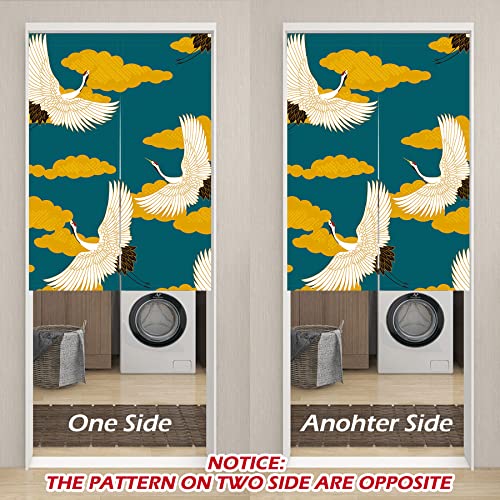 LIGICKY Japanese Noren Doorway Curtain Double Sided Cranes Printed Window Treatment Door Tapestry for Home Kithche Resturant Sushi Decoration 85 x 120 cm (Double Sided) - Image 4