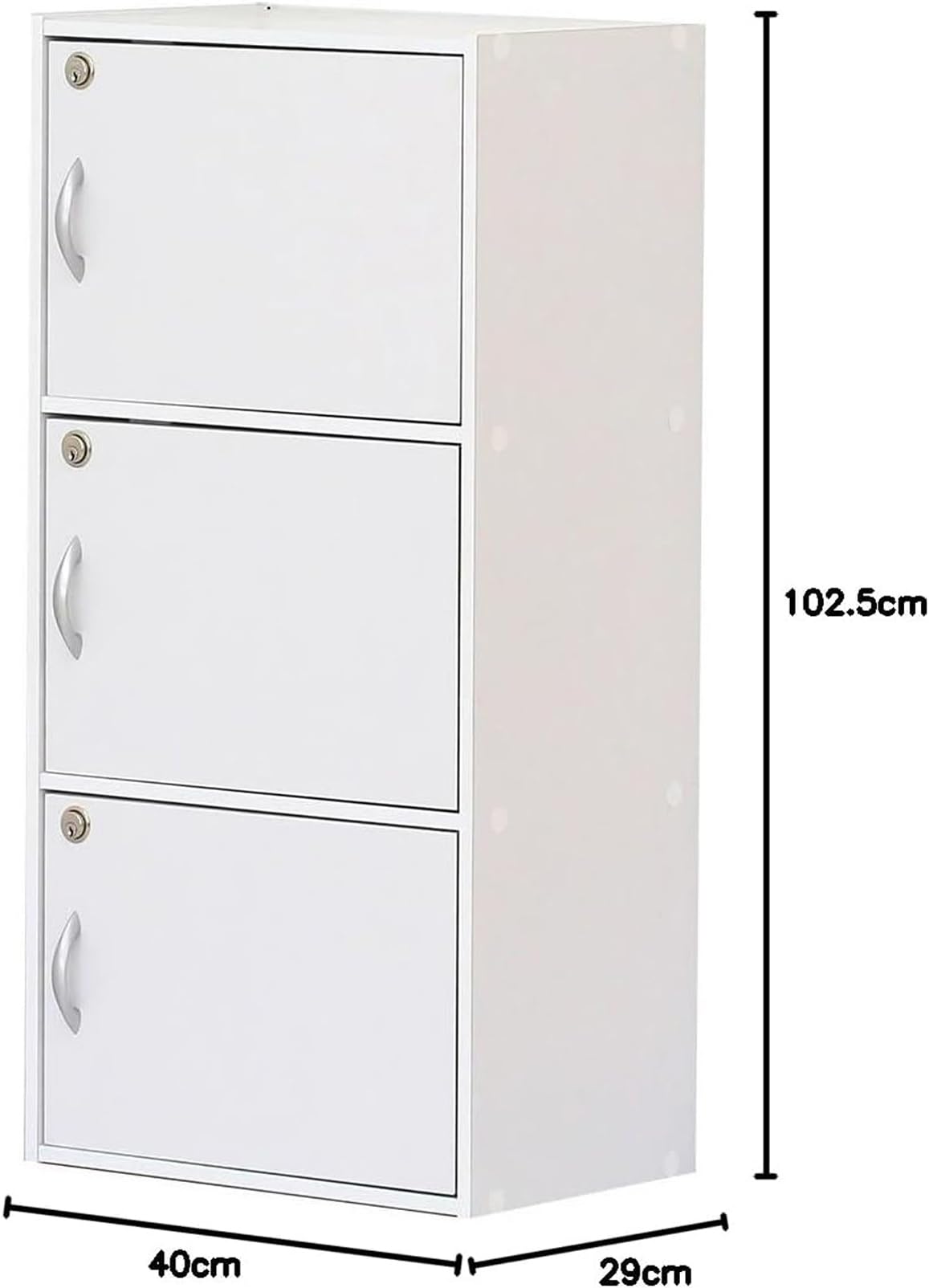 Amazon｜クロシオ 鍵付き3段ボックス ブラウン ホワイト 扉付き 幅42cm