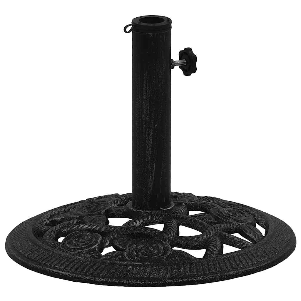 Vidaxl Black Umbrella Base, Patio Umbrella Holder Stand For Garden Deck Balcony Park, Outdoor Parasol Base For Umbrellas, Cast Iron