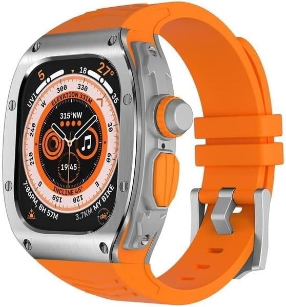 Caja de metal transpirable y correa de goma fluorada para Apple Watch Ultra 8 de 49 mm Agate