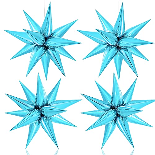 KatchOn, Light Blue Star Cones, 26 Inch - Pack of 50, Turquoise Starburst Balloon for Winter Decorations, Baby Shower, Christmas, Unisex, Number of Pieces 62