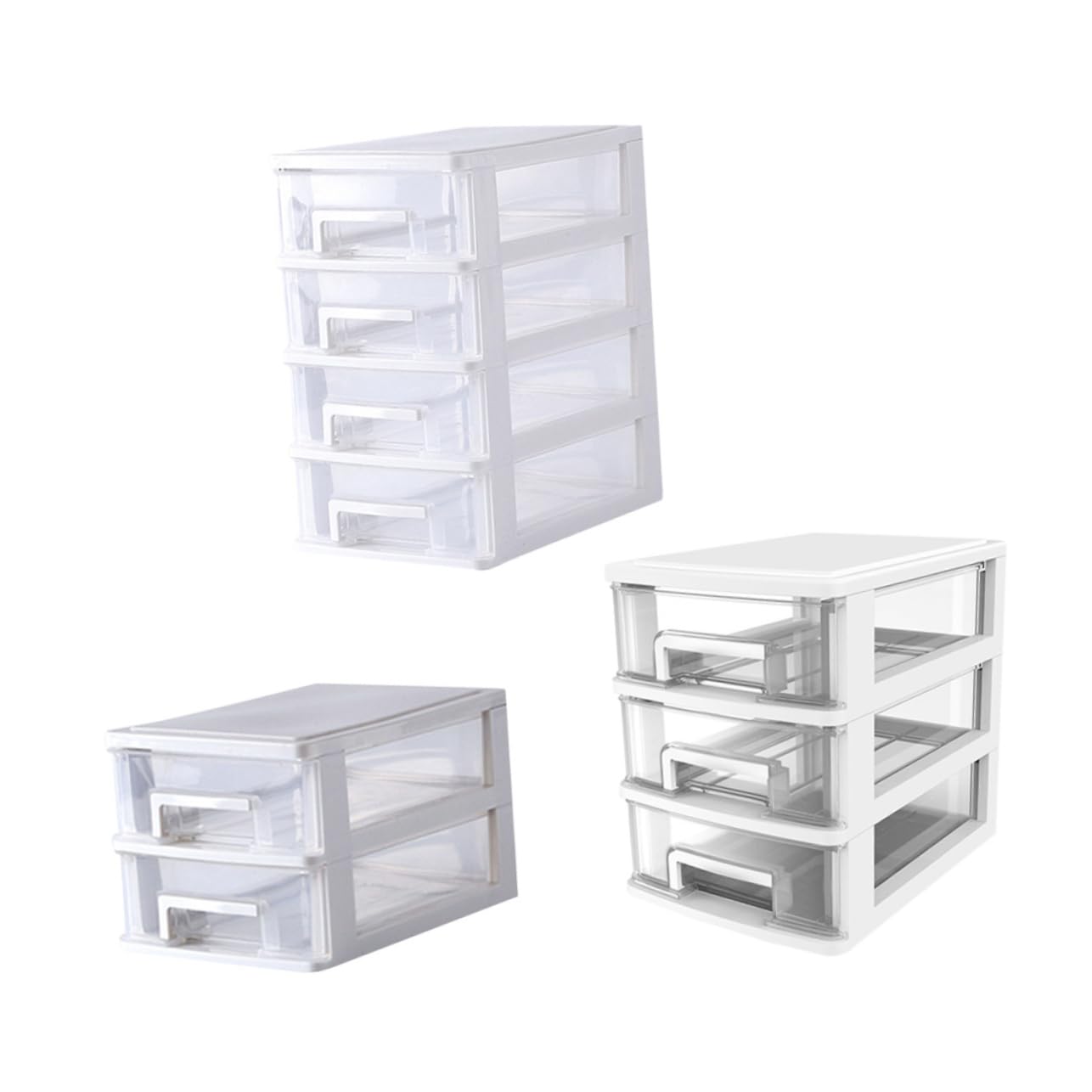 POPETPOP Cassettiera in Plastica Trasparente a Due Strati in Pp Cassetti Organizer da Scrivania Bianco Salvaspazio per Bagno e Ufficio