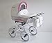 Carro bebe 2 piezas. Clásico! De mimbre y piel. Carrito de cuento de hadas. Blanco+rosa. Scarlett