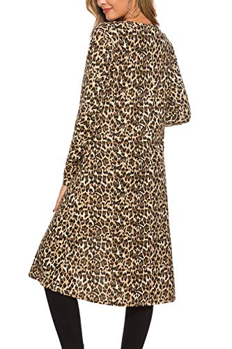 Bluetime Women Long Sleeves Open Front Leopard Prints Cardigan Lightweight Maxi Cardigan (S, Floral1)