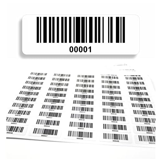 Barcodeetiketten 1-1000 DGUV Prüfung Barcode Etiketten fortlaufend 5-stellig 1.000 Stck Strichcode Elektrotechnik Code128 selbstklebend 50x17mm (00001-01000)