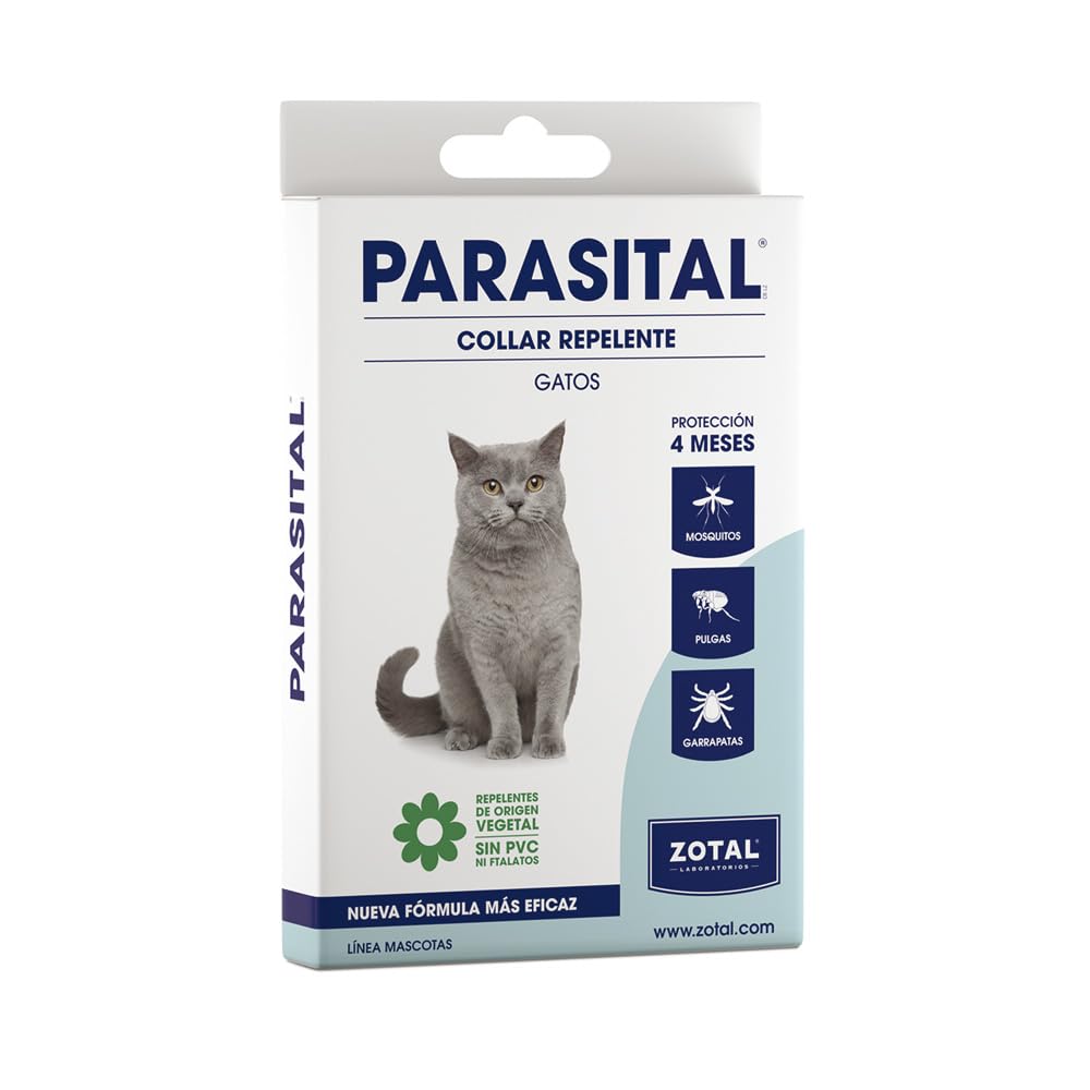 Zotal Parasital Collar Antiparasitario para Gatos - Protección de hasta 4 Meses - con Aceites Esenciales Naturales - Repele Mosquitos, Pulgas y Garrapatas (Pack 1 Unidad)