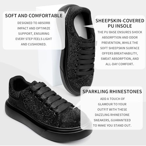 Sparkle Rhinestone Sneakers for Women Platform Rhinestone Fashion Glitter Sneakers Bling Fashion Tennis Shoes Wedding Party Bride Dress4