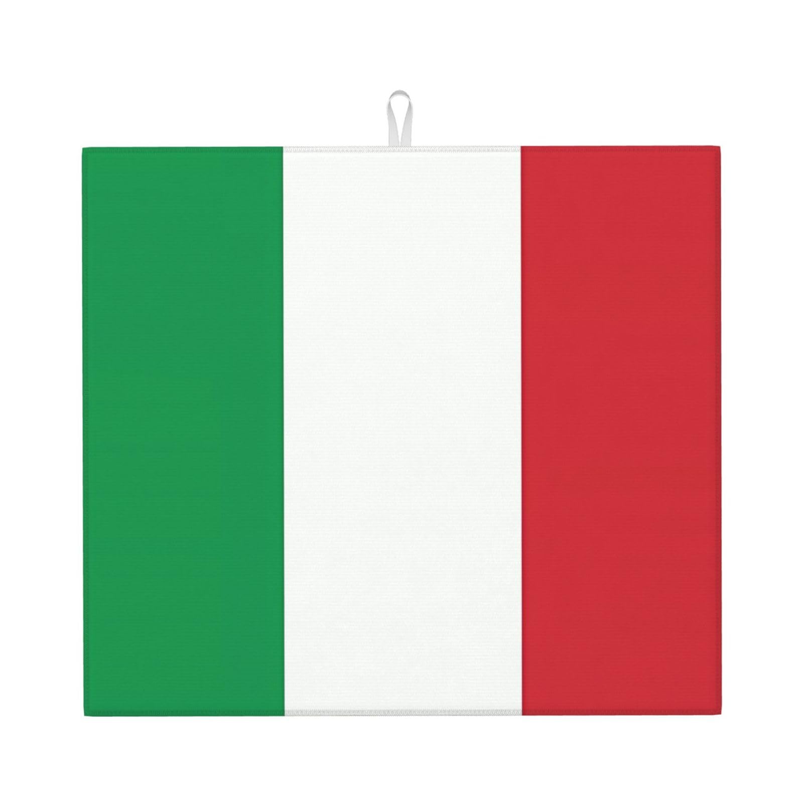 WHJSHOP italy flag Prints Kitchen Drying Mat – Absorbent Dish Throw for Countertops, Quick-Dry Non-Slip Layer with Colorful Prints, Ideal Housewarming Gift