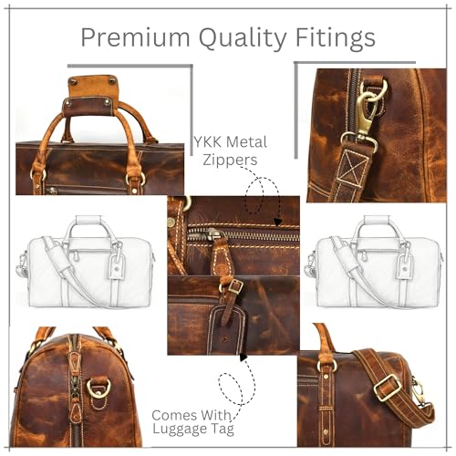Aaron Leather Goods – Full Grain Leather Duffel Bags for Travel, Weekend, Overnight, and Sports Gym | Stylish Bags for Men and Women. - image 6