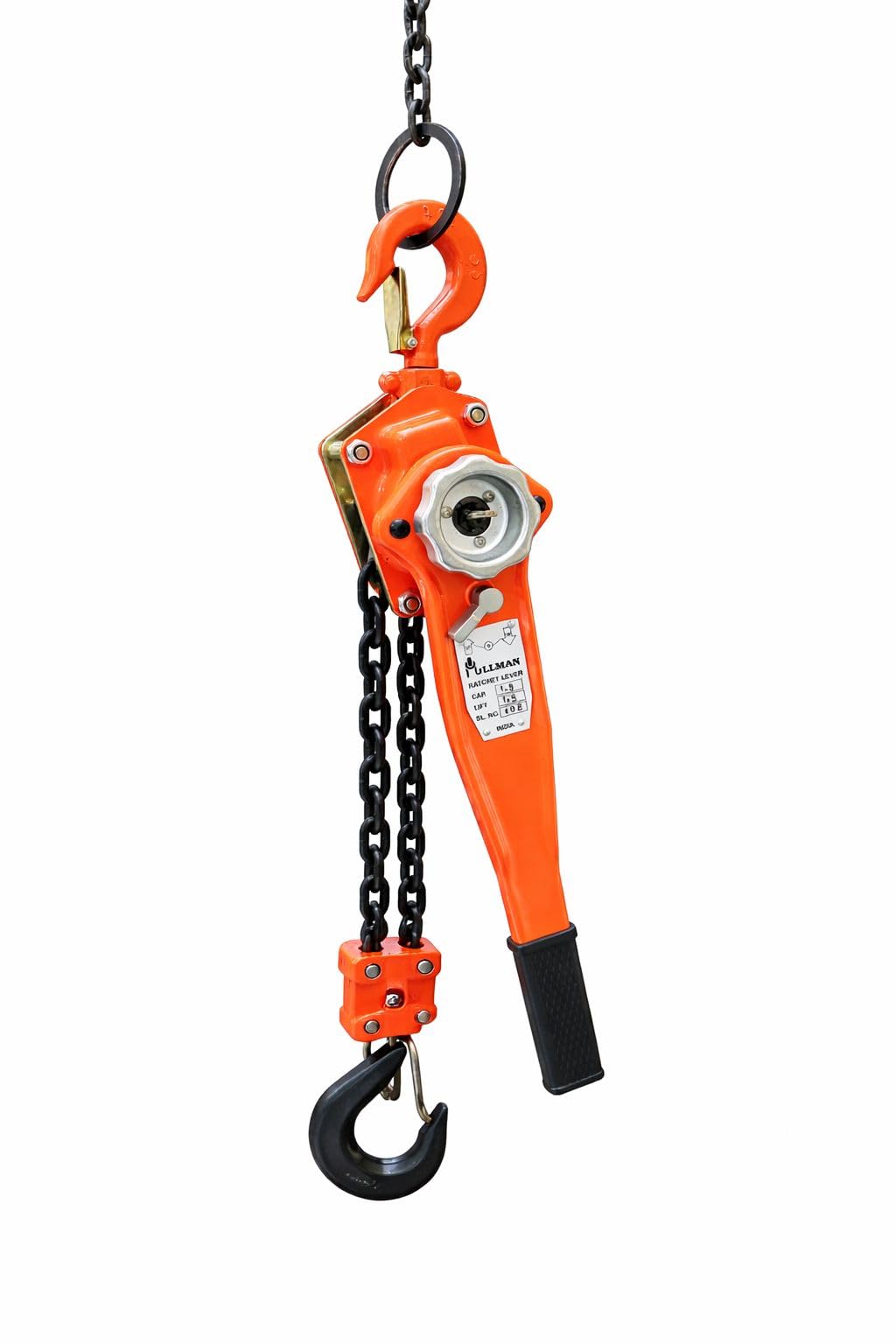 PULMAN Ratchet Lever Hoist 0.75 to 3 Ton | Pull Lift 750 kg to 3000 kg 1.5 Metre | Grade 80 Alloy Steel Chain | Heavy Duty Manual Lever Block for Workshop, Garage, Construction (Orange) (0.75 TON)-image-40