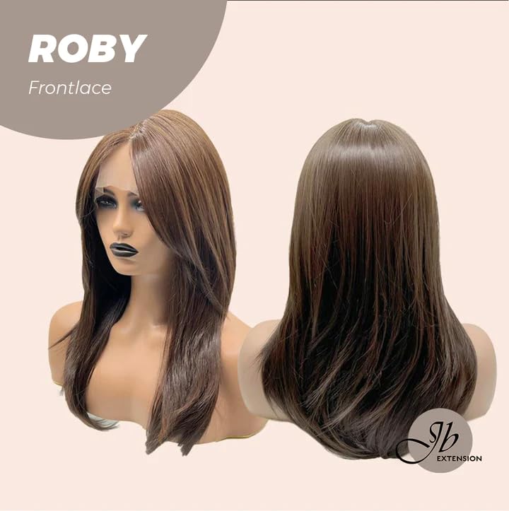 Miniatura 6 de ROBY - Peluca de encaje frontal marrón lacio para mujer, densidad 150, pelucas sintéticas naturales para uso diario (pelucas de cabello natural)