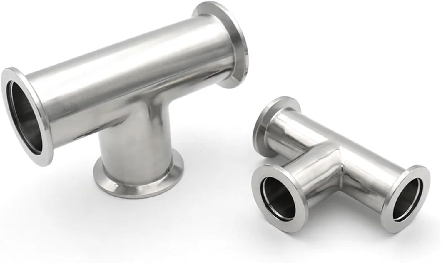 1PC Vacuum Equal Tee 304 Stainless Steel Sanitary 3 Way KF16 KF25 KF40 KF50 Pipe Fitting Tri Clamp Flange(KF16)