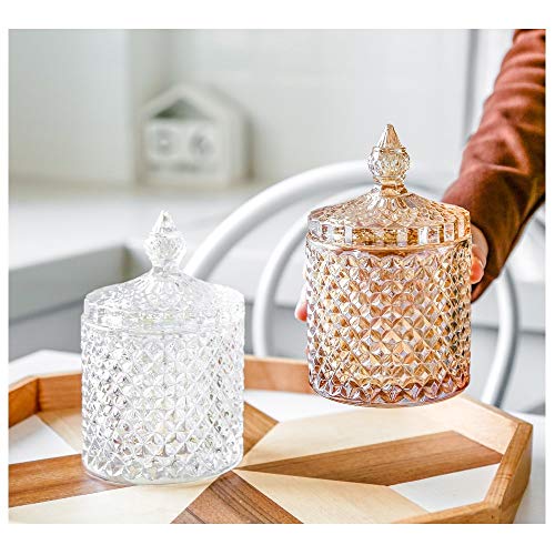 Youdirect Apothecary Jars, 20 Oz Glass Jars With Lids, Luxurious Crystal Bathroom Canisters Storage Organizer For Bath Salts/Bombs Cotton Balls/Swabs/Makeup Sponges (Rose Gold) #TOP6