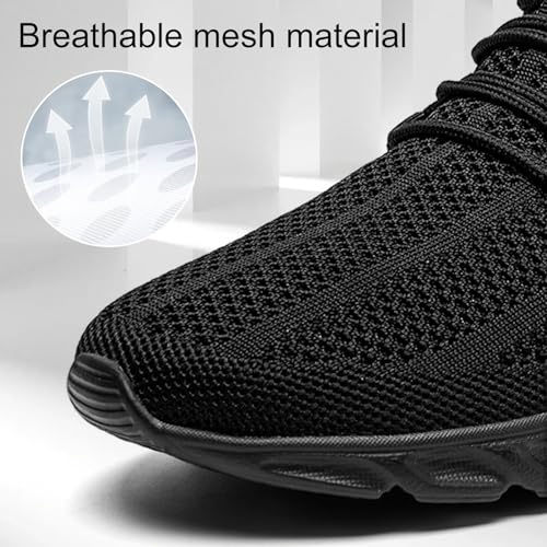 WCIDFY Mens Running Shoes Mesh Breathable Tennis Shoes Lightweight Walking Sneakers Comfortable for Gym Black 8.53