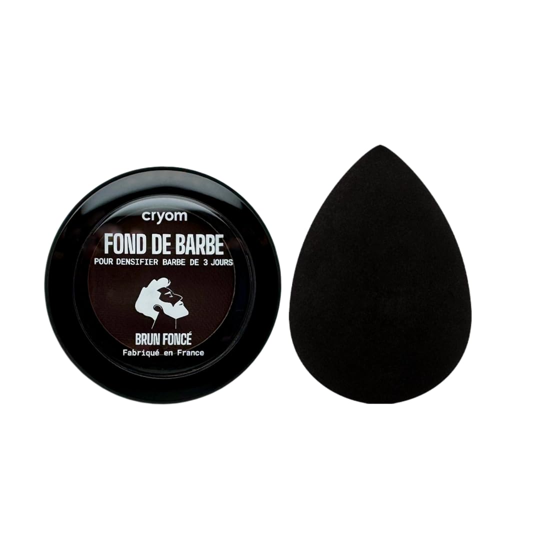 Routine Barbe de 3 jours (Fond de Barbe + Applicateur Mousse) pour densifier et assombrir une barbe de 3 jours. Sec instantanément, résiste à l'eau, tenue 24h. (Brun foncé)