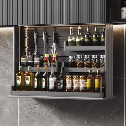 Smart - Estante extraíble eléctrico para especias con interruptor táctil, solución de almacenamiento de cocina anticolisión, sistema de elevación de gabinete de 25.7 pulgadas para ahorrar espacio