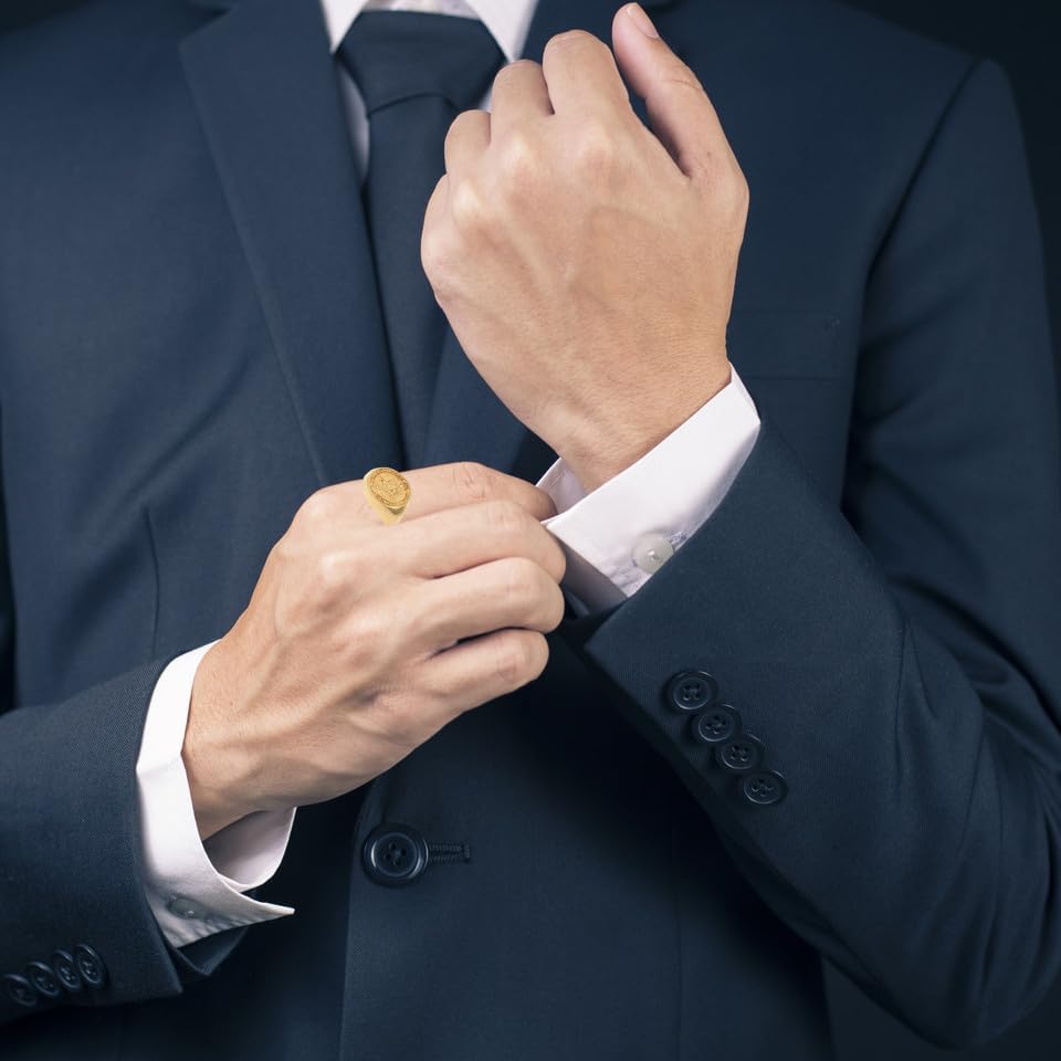 14K Yellow, White, and Rose Gold San Benito St Benedict Exorcism Ring Catholic Roman Protection Signet Ring - Choice of Ring Size - Image 2