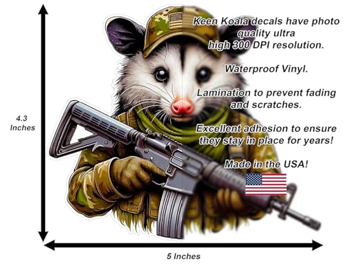 Image of Possum Gun Sticker 5 Inch - Tactical, Waterproof UV & Scratch Resistant, Military, Gun Decals Made in USA (1, 5 Inch)