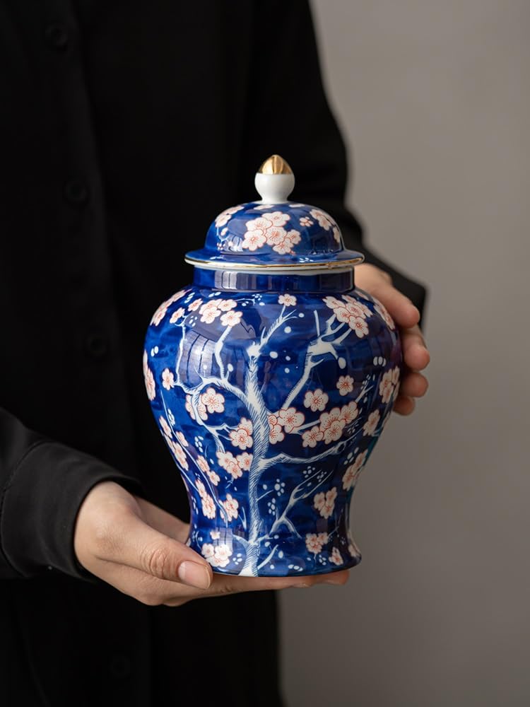 LYGSWDB Słoik na cukier Retro chiński słój na herbatę ceramiczny szczelnie zamknię słoik domowy niebiesko-biały wazon skórka mandarynki Pu'er czarna herbata przebudzenie dzbanek na herbatę