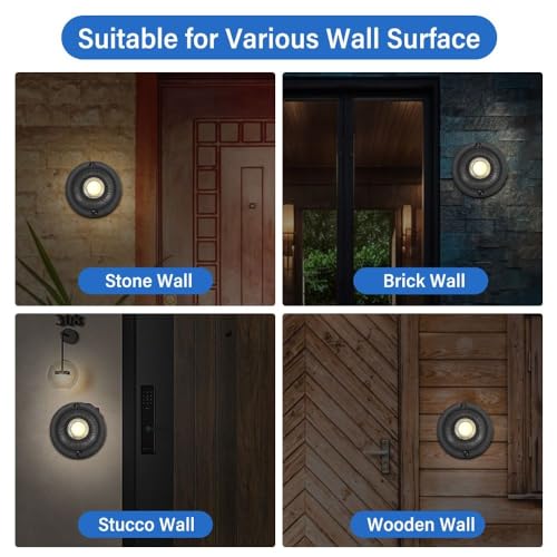 Timbre de puerta redondo negro para pared con cable y LED 7