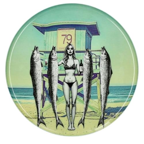 Gift Company Love Trays, Dekotablett, M, Motiv: Beach Girl, rund, Mehrfarbig