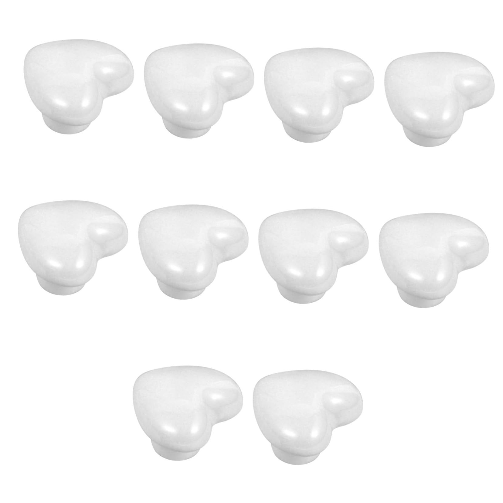 ORFOFE Pomelli a Cuore in Ceramica Bianca per Cassetto, 10 Pezzi | Lega di Zinco, Finitura Elegante e Moderna, per Armadio e Cassettiera, Decorativi per Casa