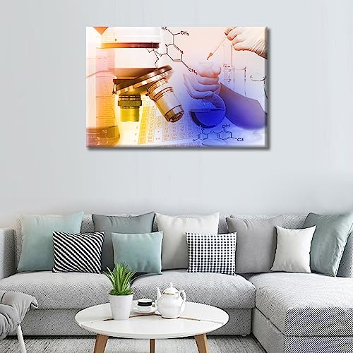 Image of TUMOVO Wall Decor Scientists and Scientific Experiments Wall Art Medical Painting Home Decor Young Scientist Wall Decor for Living Room 1 Pieces Framed Ready to Hang, 24 inch Wx36 H
