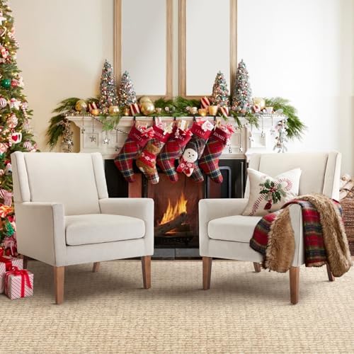 COLAMY Modern Wingback Living Room Chair Set of 2, Upholstered Fa...