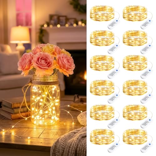 Minetom 12 Pack Fairy Lights Battery Operated String...