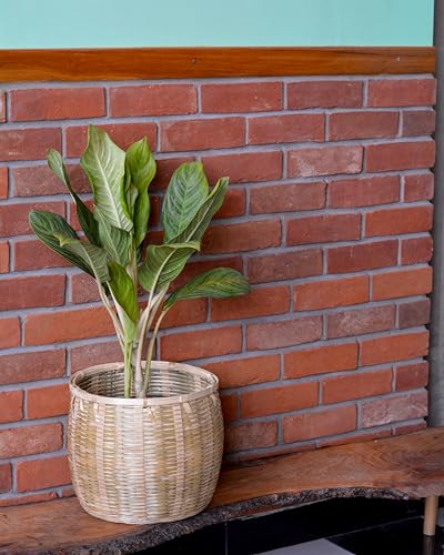 Image of Bamboo Basket - Versatile Indoor & Outdoor Use for Balcony, Terrace, Garden, Bedroom, Living Room, Flower Pot Storage for Toys, Clothes, Magazine (Medium)
