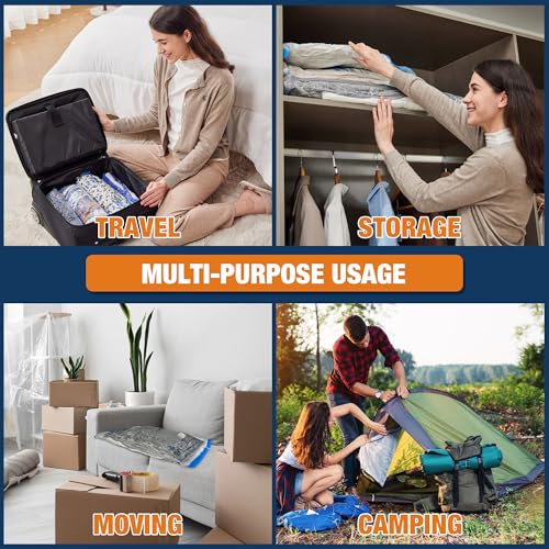 Image of HIBAG Vacuum Storage Bags with Electric Pump, Vacuum Seal Bags for Clothing, Pillows, Blanket Bedding Comforters, 30 pack