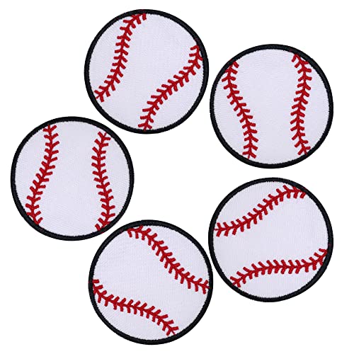 Octory 5 PCS Baseball Ball Iron On Patch for Clothing Saw On/Iron On Embroidered Patch Applique for Jeans Hats Bags