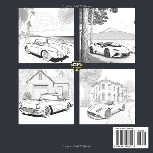 Sport Cars Coloring Book: Incredible Detailed Relaxation Coloring Pages With Luxury Car Designs With Unique Backgrounds Gift for Car Lovers, Kids, Boys and Adults image 3