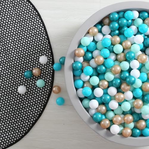 GOGOSO Ball Pit Balls for Toddler, Baby Plastic Playballs Kids Soft Pastel Pelotas Non-Toxic BPA-Free 2green+White+Gold,100 Balls