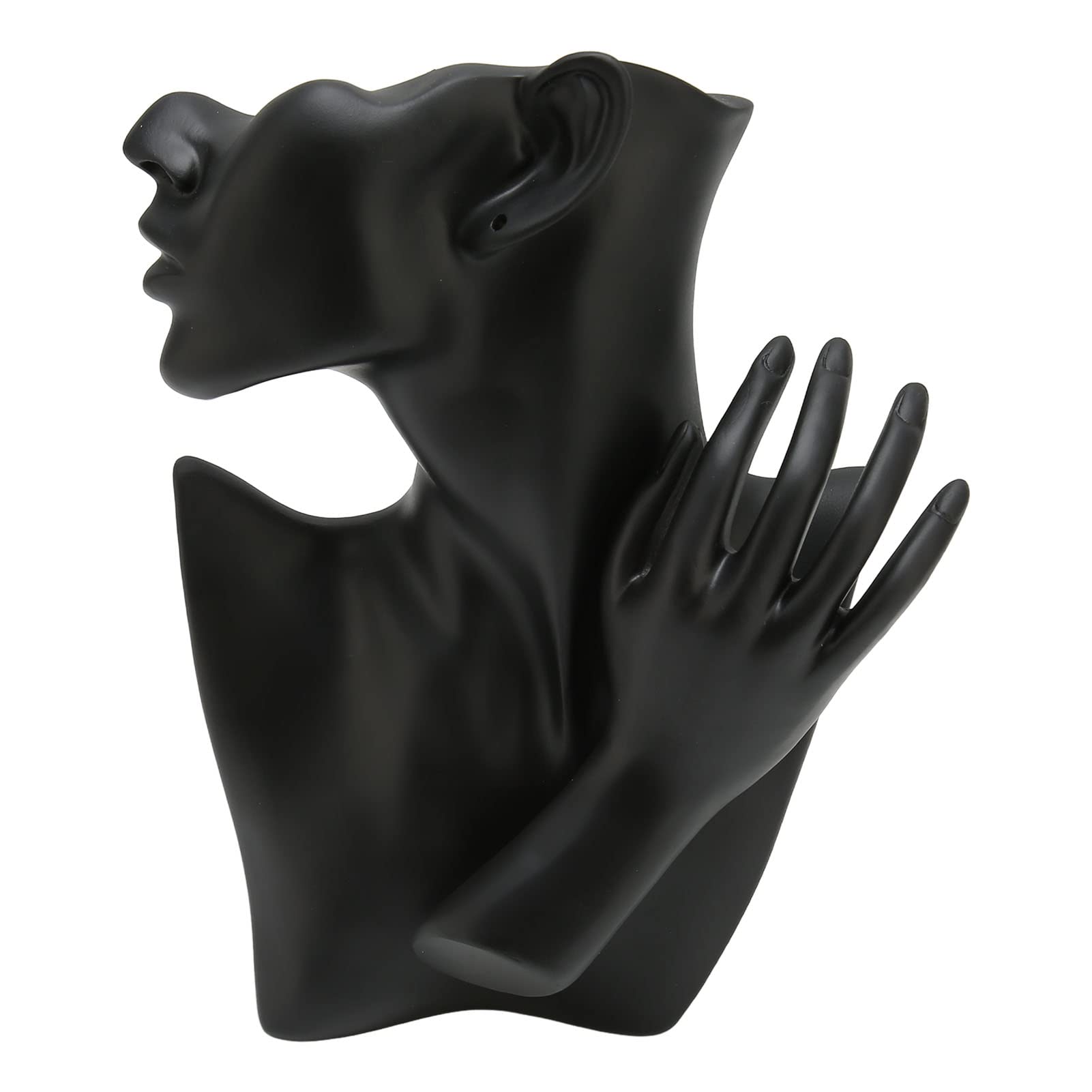 Mannequin vitrine bijoux en résine noire pour colliers et bagues