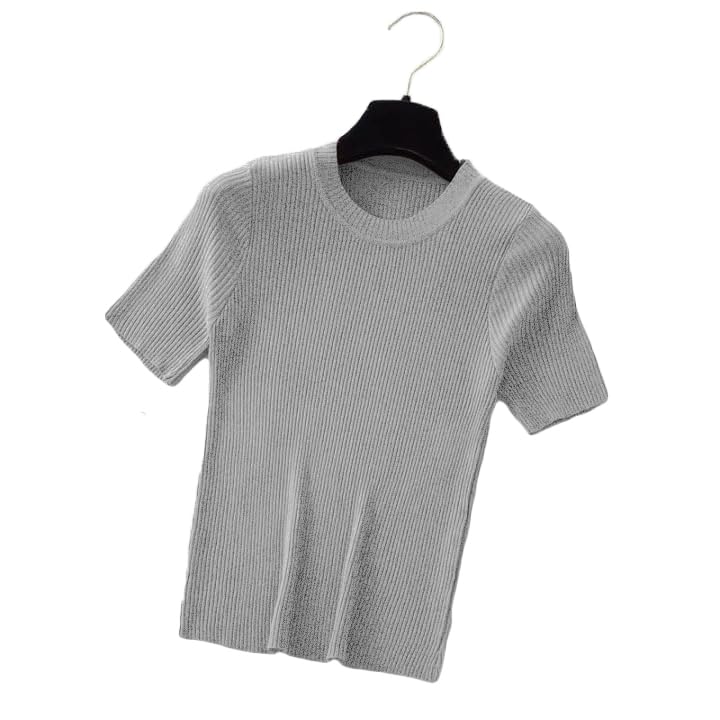 Image of THE BLAZZE 5067 Women's Basic Solid High Neck 3 /4 Sleeves Stretchable Ribbed Blouse for Women Stylish Western L860
