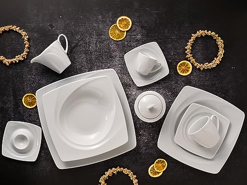 CreaTable 13136 vaisselle porcelaine blanche service de table complet 50 pièces - 4